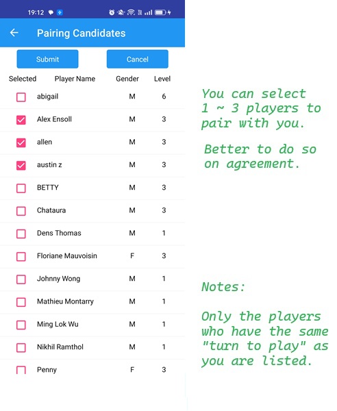 Spielerinformationsseite