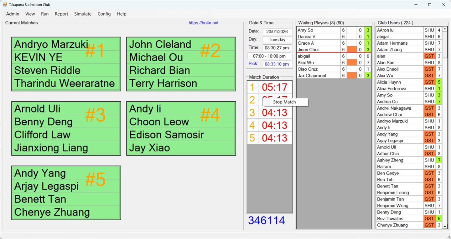 BC4E Mode asynchrone arrêt de match